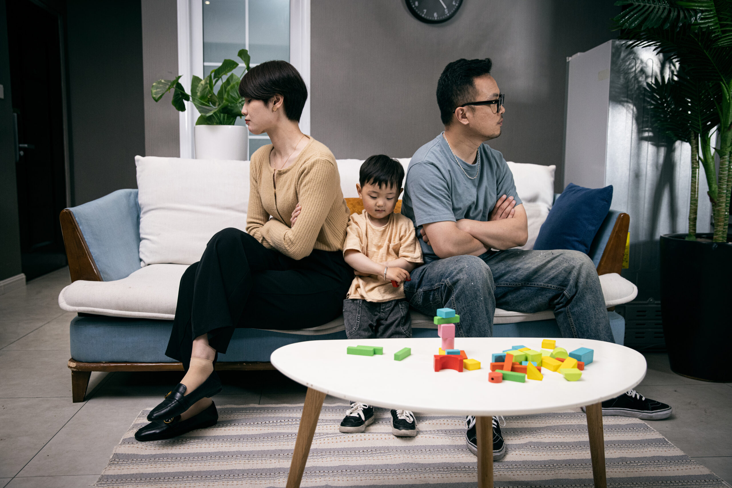 Parents having fighting while child feel sad at home